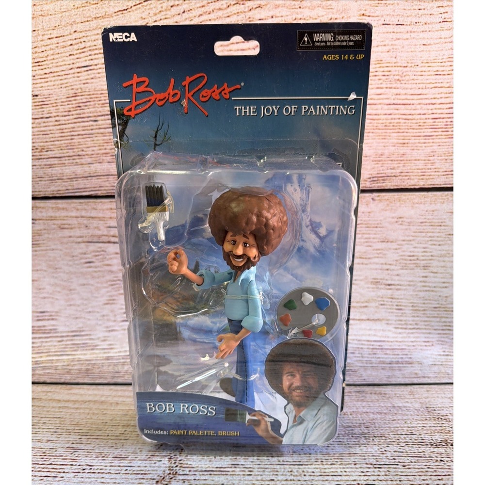 New Sealed NECA Toony Classics Bob Ross 6" Figure Joy of Painting Palette